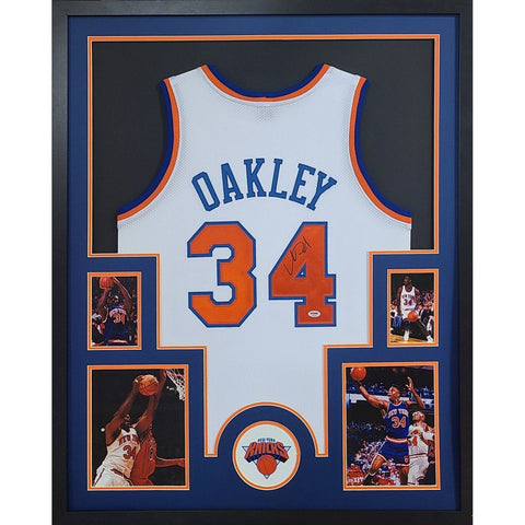 Charles Oakley Autographed Signed Framed New York Knicks Jersey PSA/DNA