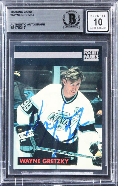Kings Wayne Gretzky Signed 1992 Pocket Pages #6 Card Auto 10! BAS Slabbed