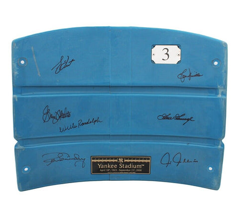 Team Autographed/Signed Yankees Stadium Blue Seat Back - Dent, Nettles, Guidry