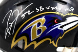 Ray Lewis Autographed Baltimore Ravens Speed Mini Helmet w/SB MVP-Beckett W
