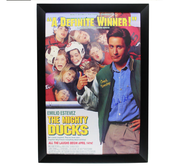 Emilio Estevez Signed The Mighty Ducks Framed 27x40 Color Movie Poster