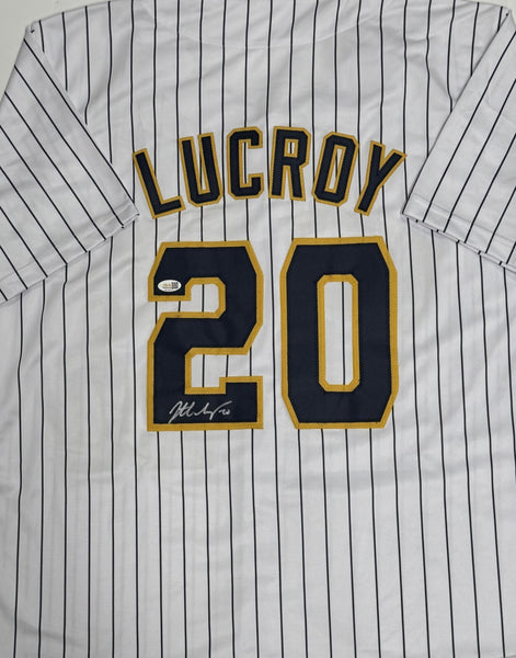 JONATHAN LUCROY Signed Custom Replica Pinstripe Brewers Jersey AUTO - JSA