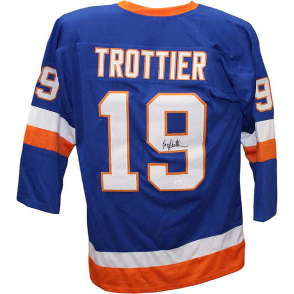 Bryan Trottier Autographed/Signed Pro Style Blue Jersey JSA 43526