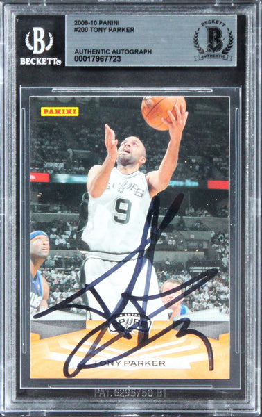 Spurs Tony Parker Authentic Signed 2009 Panini #200 Card BAS Slabbed