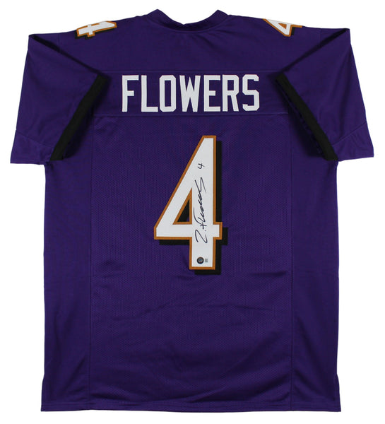 Zay Flowers Authentic Signed Purple Pro Style Jersey Autographed BAS 1