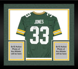 Framed Aaron Jones Green Bay Packers Autographed Green Nike Limited Jersey