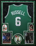 SUEDE FRAMED BOSTON CELTICS BILL RUSSELL AUTOGRAPH SIGNED JERSEY HOLLYWOOD HOLO