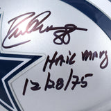 Staubach / Pearson Signed Cowboys Mini Helmet w/Hail Mary Date-Beckett W Holo