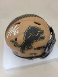 JAHMYR GIBBS SIGNED DETROIT LIONS STS 2 SPEED MINI HELMET FANATICS