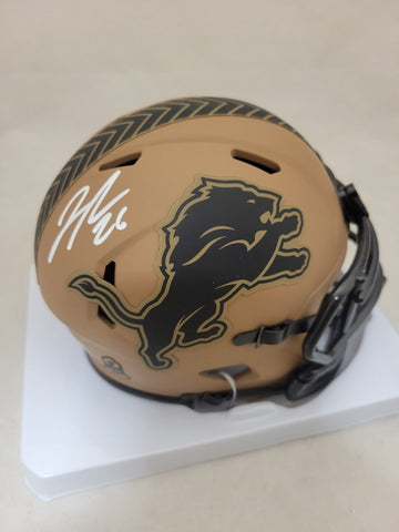 JAHMYR GIBBS SIGNED DETROIT LIONS STS 2 SPEED MINI HELMET FANATICS