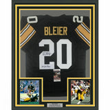 FRAMED Autographed/Signed ROCKY BLEIER 33x42 Pittsburgh Black Jersey JSA COA