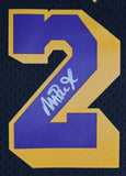 Lakers Magic Johnson Authentic Signed Black M&N HWC Swingman Framed Jersey BAS W