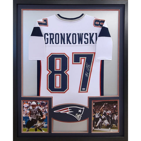 Rob Gronkowski Autographed Signed Framed Patriots White Jersey BECKETT