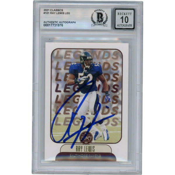 Ray Lewis Autographed/Signed 2021 Legacy #101 Slabbed Trading Card Beckett 50018