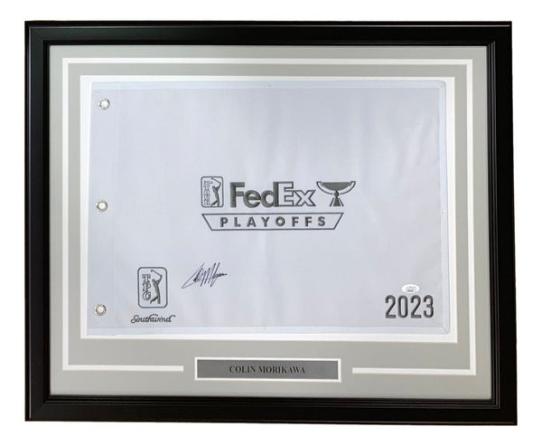 Collin Morikawa Signed Framed 2023 PGA FedEx Cup Playoffs Golf Flag JSA