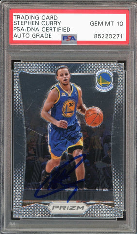 2012-13 Panini Prizm #72 Stephen Curry On Card PSA/DNA Auto GEM MINT 10