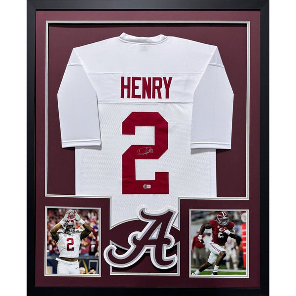 Derrick Henry Autographed Signed Framed White Alabama 2P Jersey BECKETT