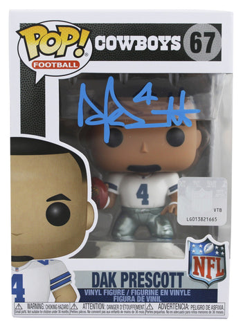 Cowboys Dak Prescott Signed #67 Funko Pop Vinyl Figure Creased BAS Wit #2W978184