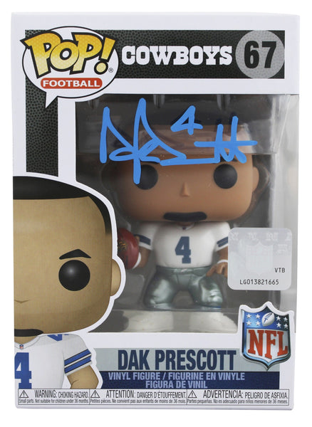 Cowboys Dak Prescott Signed #67 Funko Pop Vinyl Figure Creased BAS Wit #2W978184