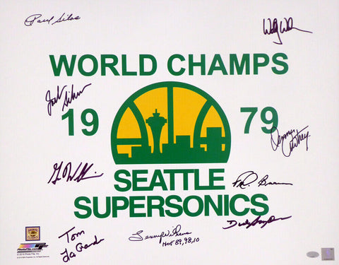 1978-79 NBA CHAMP SUPERSONICS AUTOGRAPHED 16X20 PHOTO 9 SIGS "HOF" MCS 145853