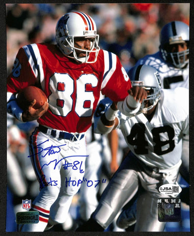 Stanley Morgan Signed/Inscribed 8x10 Photo New England Patriots JSA 202001