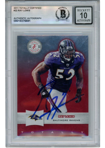 Ray Lewis Autographed 2011 Panini Certified #22 Trading Card Beckett 53036