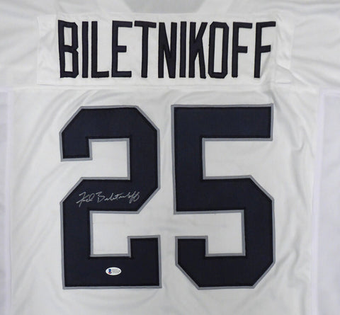 OAKLAND RAIDERS FRED BILETNIKOFF AUTOGRAPHED WHITE JERSEY BECKETT BAS 185819