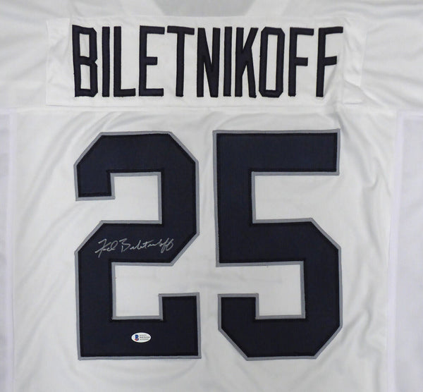 OAKLAND RAIDERS FRED BILETNIKOFF AUTOGRAPHED WHITE JERSEY BECKETT BAS 185819