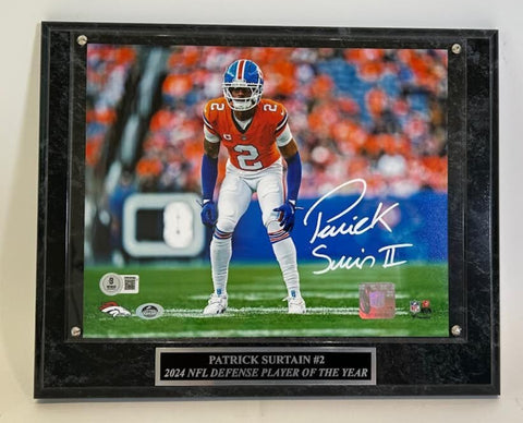 Patrick Surtain II Autographed Denver Broncos 8x10 Photo Plaque BAS COA