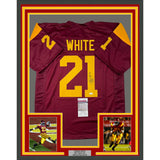 Framed Autographed/Signed LenDale White 33x42 USC College Maroon Jersey JSA COA