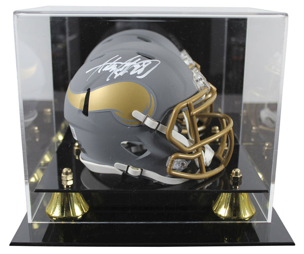 Vikings Adrian Peterson Signed Slate Speed Mini Helmet W/ Case BAS Witnessed