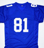 Amani Toomer Autographed Blue Pro Style Jersey w/SB Champs -Beckett W Hologram