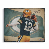 Aaron Rodgers Packers Signed 20x24 Canvas Giclee Print-by Brian Konnick-LE 50
