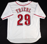 T. J. Friedl Signed Cincinnati Reds White Home Jersey (Beckett) Reds Outfielder