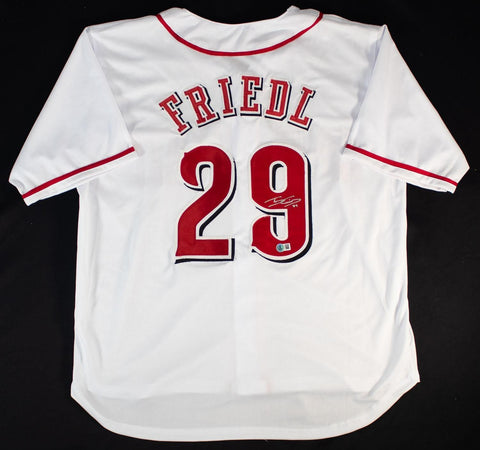 T. J. Friedl Signed Cincinnati Reds White Home Jersey (Beckett) Reds Outfielder
