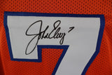 John Elway Autographed Denver Broncos Custom Orange Stat Jersey Beckett COA
