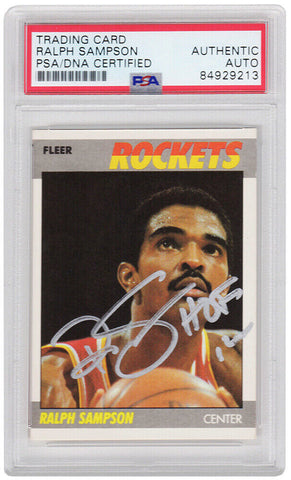 Ralph Sampson Signed Rockets 1987 Fleer Card #95 w/HOF'12 - (PSA Encapsulated)