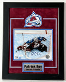 Patrick Roy Colorado Avalanche Autographed 8x10 Photo Deluxe Frame JSA COA