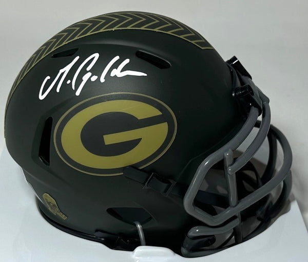 Packers MATTHEW GOLDEN Signed Riddell 2025 SALUTE Speed Mini Helmet AUTO - BAS