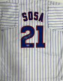 SAMMY SOSA Signed Custom Replica Pinstripe Jersey AUTO - Chicago Cubs MLB - BAS