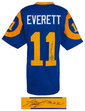 Jim Everett (RAMS) Signed Blue T/B Custom Football Jersey w/Pro Bowl - (SS COA)