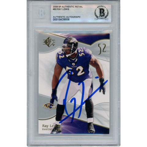 Ray Lewis Autographed/Signed 2009 UD SP Gold #93 Trading Card Slab Beckett 53457