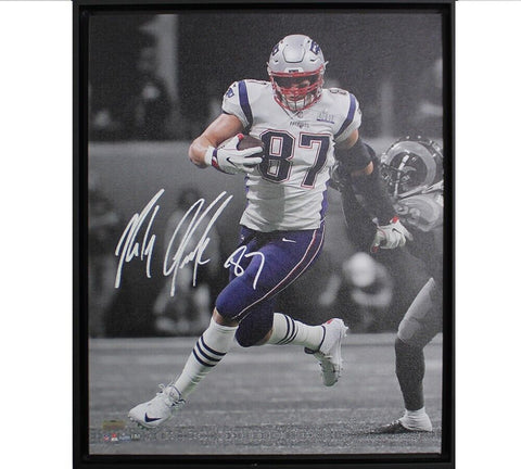 Rob Gronkowski Signed New England Patriots Framed 20x24 NFL Stretched Canvas