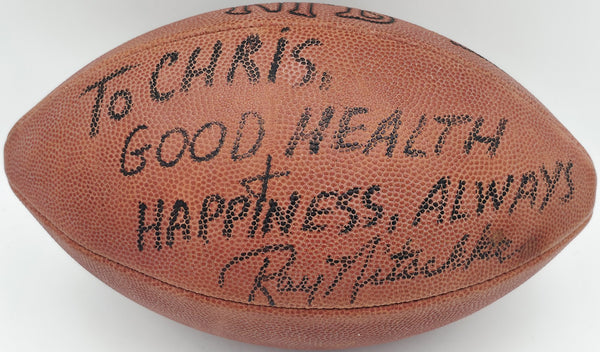 Ray Nitschke Autographed NFL Leather Game Football Packers To Chris Beckett