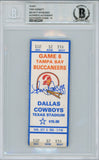 Tony Dorsett Autographed/Signed 10/9/1983 vs Bucs Ticket Beckett Slab 39185