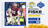 Braden Fiske Signed Los Angeles Rams Jersey (Beckett) 2024 2nd Round Pick - FSU
