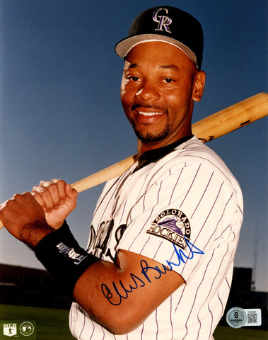 Ellis Burks Autographed/Signed Colorado Rockies 8x10 Photo Beckett 57683