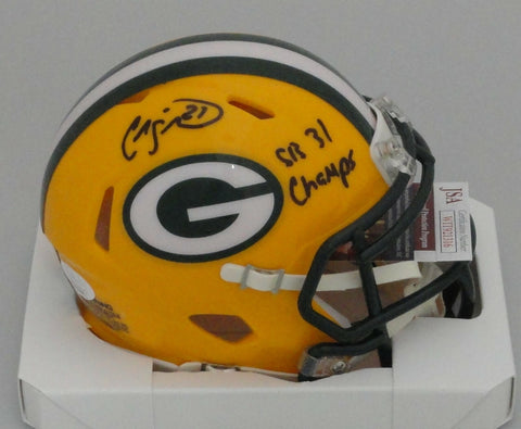 Packers CRAIG NEWSOME Signed Riddell Speed Mini Helmet AUTO w/ SB 31 Champs JSA