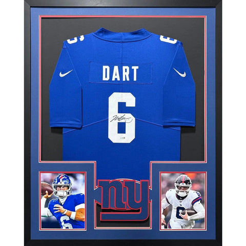 Jaxson Dart Autographed Signed Framed New York Giants Jersey JSA