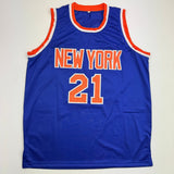 Autographed/Signed Gerald Wilkins New York Blue Basketball Jersey JSA COA